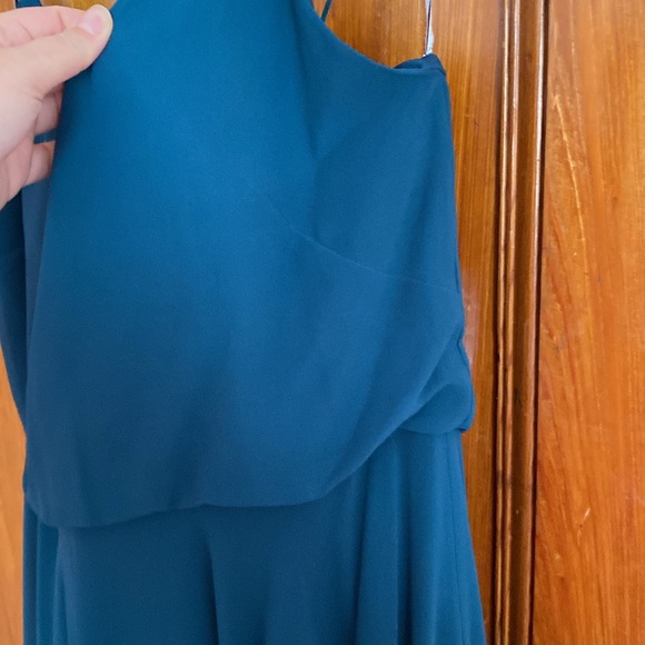 Jenny Yoo inesse spaghetti strap chiffon gown in Caspian Sea - Picture 4 of 5